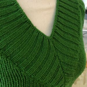 TULLE - green, knit wool, 3/4 sleeve sweater